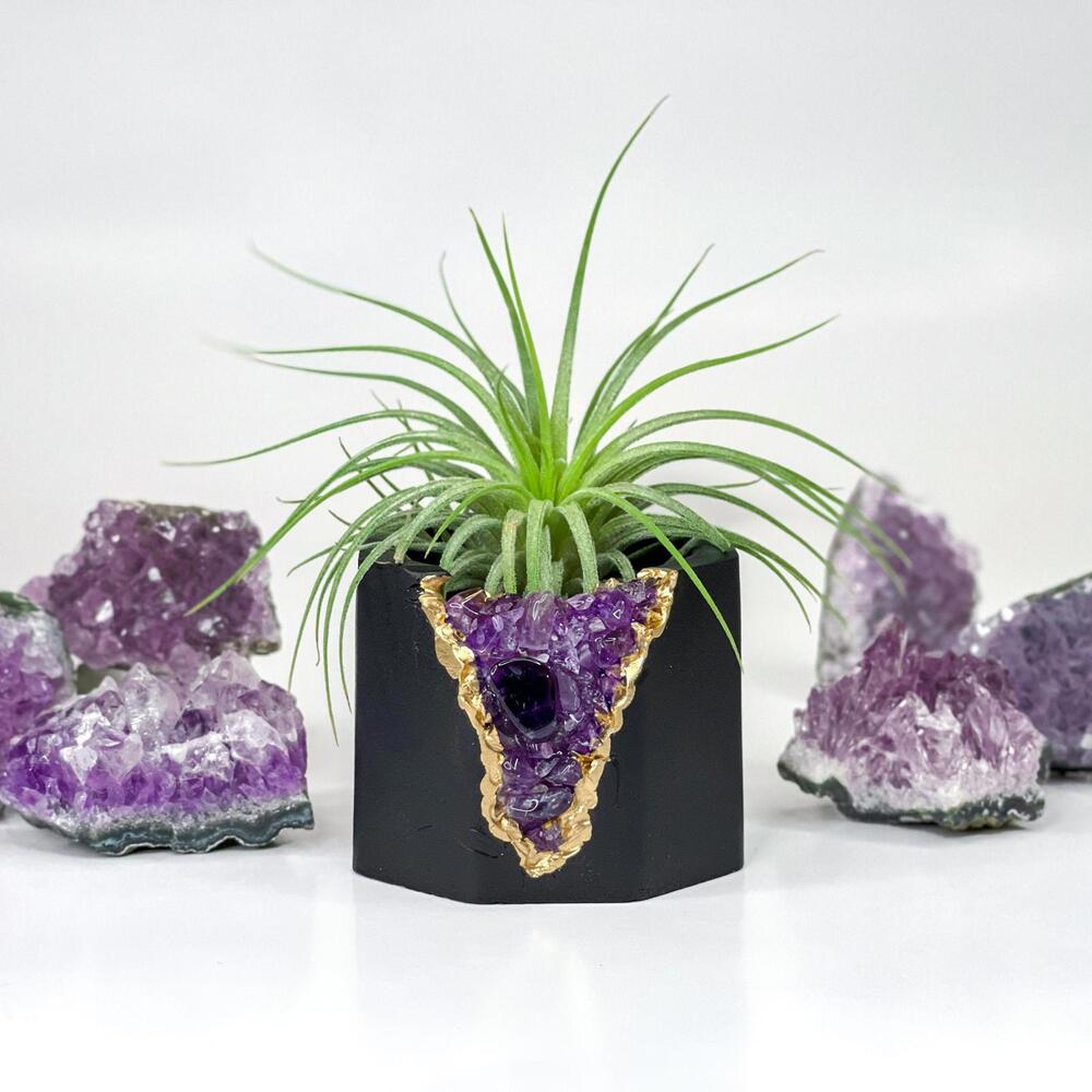 Amethyst Crystal Planter Geode Pot Pot Air Plant Holder